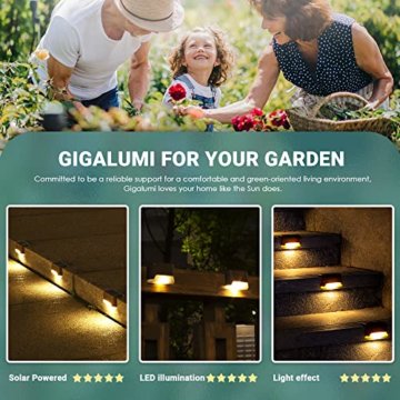 GIGALUMI Solarlampen für außen, Solar Deckleuchten, 12 Stück, wasserdichte, warmweiß, LED Gartenlampen für Garten dekoration, Terrasse, Treppen, Stufen, Zaun - 4