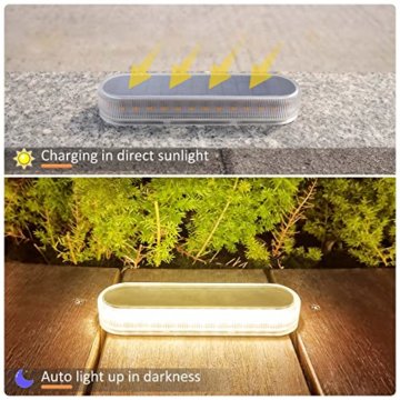 Lacasa Solar Bodenleuchten Aussen Solarleuchte Garten, 40LM LED Stufenleuchte 2700K Warmweiß Treppenlicht Außen Wasserdicht IP68 für Gehweg Weg Treppe, 4 Stück - 4