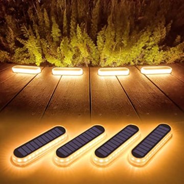 Lacasa Solar Bodenleuchten Aussen Solarleuchte Garten, 40LM LED Stufenleuchte 2700K Warmweiß Treppenlicht Außen Wasserdicht IP68 für Gehweg Weg Treppe, 4 Stück - 1