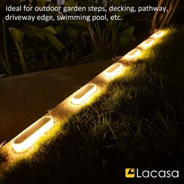 Lacasa Solar Bodenleuchten Aussen Solarleuchte Garten, 40LM LED Stufenleuchte 2700K Warmweiß Treppenlicht Außen Wasserdicht IP68 für Gehweg Weg Treppe, 4 Stück - 8