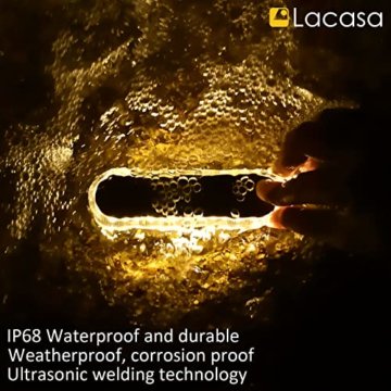 Lacasa Solar Bodenleuchten Aussen Solarleuchte Garten, 40LM LED Stufenleuchte 2700K Warmweiß Treppenlicht Außen Wasserdicht IP68 für Gehweg Weg Treppe, 4 Stück - 9