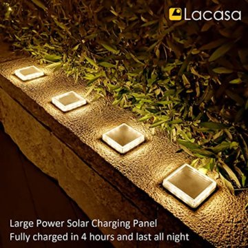 Lacasa Solar Bodenleuchten Aussen Solarleuchte Garten, 50LM LED Stufenleuchte 3000K Warmweiß Treppenlicht Außen Wasserdicht IP68 für Gehweg Weg Treppe, Eckig, 4 Stück - 2