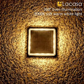 Lacasa Solar Bodenleuchten Aussen Solarleuchte Garten, 50LM LED Stufenleuchte 3000K Warmweiß Treppenlicht Außen Wasserdicht IP68 für Gehweg Weg Treppe, Eckig, 4 Stück - 8