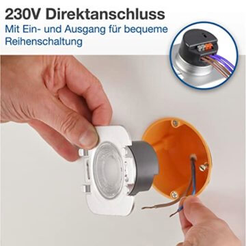 lambado® Premium LED Wandeinbauleuchte für Schalterdose - Treppenbeleuchtung 230V in weiss für Innen - 1.5W ColorSwitch 3D Lichteffekt für Ambiente & Sicherheit im Dunkeln - 2