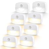 LED Nachtlicht mit Bewegungsmelder, 8 Stück Kleines Nachtlicht Kinder, Treppenbeleuchtung mit Bewegungsmelder innen Batterie, Auto EIN/AUS Sensor Licht Für Flur, Bad, Schlafzimmer,Toilettenlicht - 1