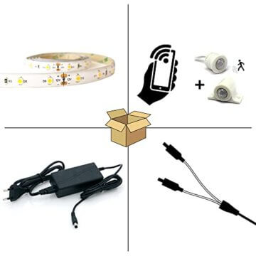LED Treppenstufenbeleuchtung Philips Hue erweiterbar, mit Bewegungsmelder, Led Streifen 50 cm, Warmweiß 2700K, Komplettes Set für 10-16 Stufen (13 stufen) - 5