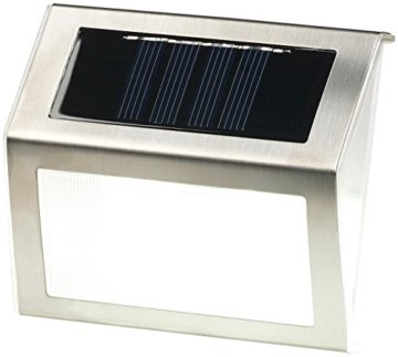 Lunartec Treppenbeleuchtung: 8er-Set Solar-LED-Wand- & Treppen-Leuchten für außen, Edelstahl, 20 lm (Solar Aussenleuchten) - 4