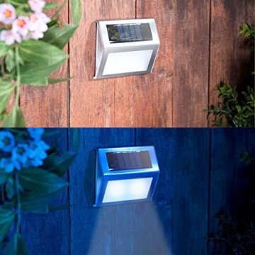 Lunartec Treppenbeleuchtung: 8er-Set Solar-LED-Wand- & Treppen-Leuchten für außen, Edelstahl, 20 lm (Solar Aussenleuchten) - 6
