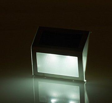 Lunartec Treppenbeleuchtung: 8er-Set Solar-LED-Wand- & Treppen-Leuchten für außen, Edelstahl, 20 lm (Solar Aussenleuchten) - 7