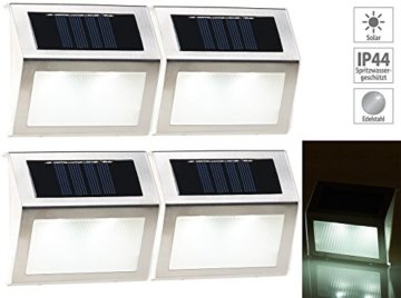 Lunartec Treppenbeleuchtung: 8er-Set Solar-LED-Wand- & Treppen-Leuchten für außen, Edelstahl, 20 lm (Solar Aussenleuchten) - 8