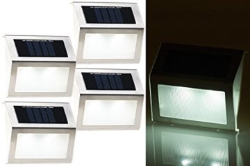 Lunartec Treppenbeleuchtung: 8er-Set Solar-LED-Wand- & Treppen-Leuchten für außen, Edelstahl, 20 lm (Solar Aussenleuchten) - 9