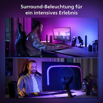 Philips Hue Color & White Ambience Play Gradient, PC Lightstrip für 32/34”, dimmbar, 16 Mio. Farben, steuerbar via App, Starter Set, inkl. Hue Bridge - 4