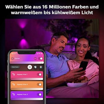 Philips Hue White & Col. Amb. LED Außenwandleuchte Appear, schwarz, bis zu 16 Mio. Farben, steuerbar via App, kompatibel mit Amazon Alexa (Echo, Echo Dot) - 4