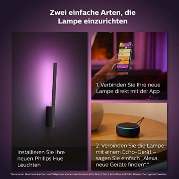 Philips Hue White & Col. Amb. LED Wandleuchte Liane, schwarz, dimmbar, 16 Mio. Farben, steuerbar via App, kompatibel mit Amazon Alexa (Echo, Echo Dot) 1 Stück (1er Pack) - 7