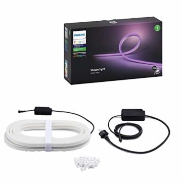 Philips Hue White & Col. Amb. Outdoor Lightstrip 5m, 1650 lm, dimmbar, 16 Mio. Farben, steuerbar via App, kompatibel mit Amazon Alexa (Echo, Echo Dot)220-240V/50/60Hz [Energieklasse G] - 1