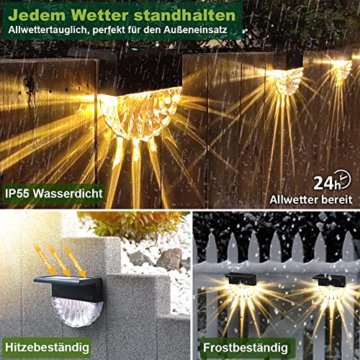 Solarlampen für Außen Garten, Wasserdichte Solar Lampe für die Garten dekoration | 6 Stück LED Gartenlampen für Terrasse, Garten, Stufen und Treppen, 2 Modi LED Warmweiß/Farbwechselnde Beleuchtung - 4