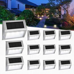 Solarlampen für Außen, Solarleuchte Garten 4LED Easternstar Solar Treppenbeleuchtung Wandleuchte Aussenleuchten Wegeleuchte Wasserdicht außen Terrasse Zaun Balkon Dachrinne mit Lichtsensor(12 Stück) - 1