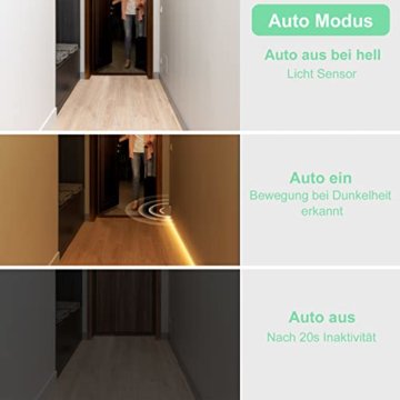 WOBANE Treppenbeleuchtung mit 2 Bewegungsmelder,5m LED Band Wiederaufladbar,Flexibel LED Streifen mit Akku,LED Sensor Licht,Warmweiß LED Nachtlicht für Flur,Küche,Schrank,Bett,Schlafzimmer,2700K - 2