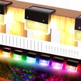 YAOBLUESEA 6 Stück Solarlampen für Außen Garten, Wasserdicht LED Zaunlichter mit 2 Modi (RGB/Warmweiß) Solar Deck Step Lights Outdoor Licht für Hof, Terrasse, Treppe, Stufen Zäune Beleuchtung Deko - 1